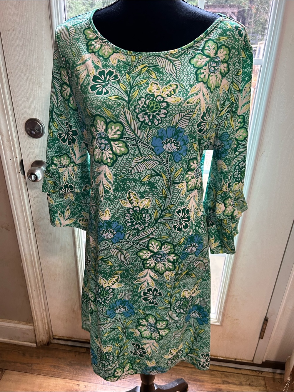 Ruby Rd Floral Green Dress - Green Floral Pattern